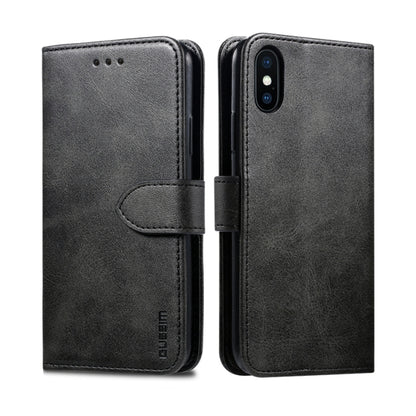 For iPhone X / XS GUSSIM Magnetic Horizontal Flip Leather Case with Holder & Card Slots & & Wallet(Black) - More iPhone Cases by GUSSIM | Online Shopping UK | buy2fix