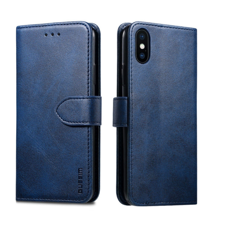 For iPhone X / XS GUSSIM Magnetic Horizontal Flip Leather Case with Holder & Card Slots & & Wallet(Blue) - More iPhone Cases by GUSSIM | Online Shopping UK | buy2fix