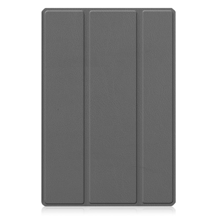 For Samsung Galaxy Tab A8 2021 SM-X205 3-Fold Holder Leather Tablet Case(Grey) - Samsung Accessories by buy2fix | Online Shopping UK | buy2fix