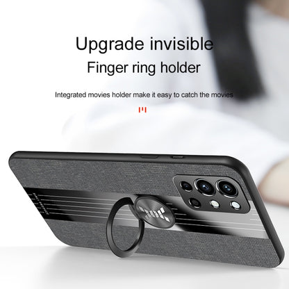 For OnePlus 9R XINLI Stitching Cloth Texture TPU Phone Case with Ring Holder(Black) - OnePlus Cases by XINLI | Online Shopping UK | buy2fix