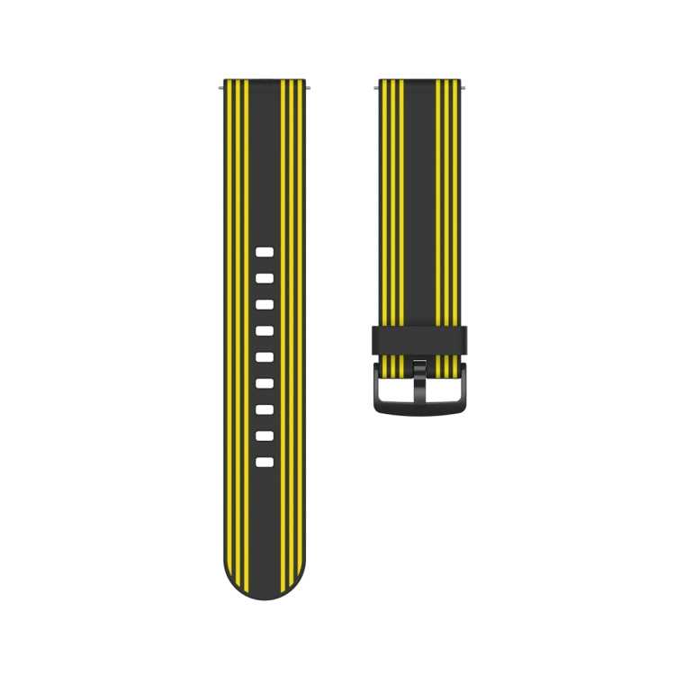 22mm Stripe Silicone Watch Band(Black Yellow) - Watch Bands by buy2fix | Online Shopping UK | buy2fix