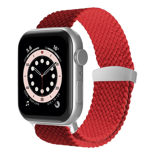 Nylon Braid Watch Band For Apple Watch Series 9&8&7 41mm / SE 3&SE 2&6&SE&5&4 40mm / 3&2&1 38mm(Red) - Watch Bands by buy2fix | Online Shopping UK | buy2fix