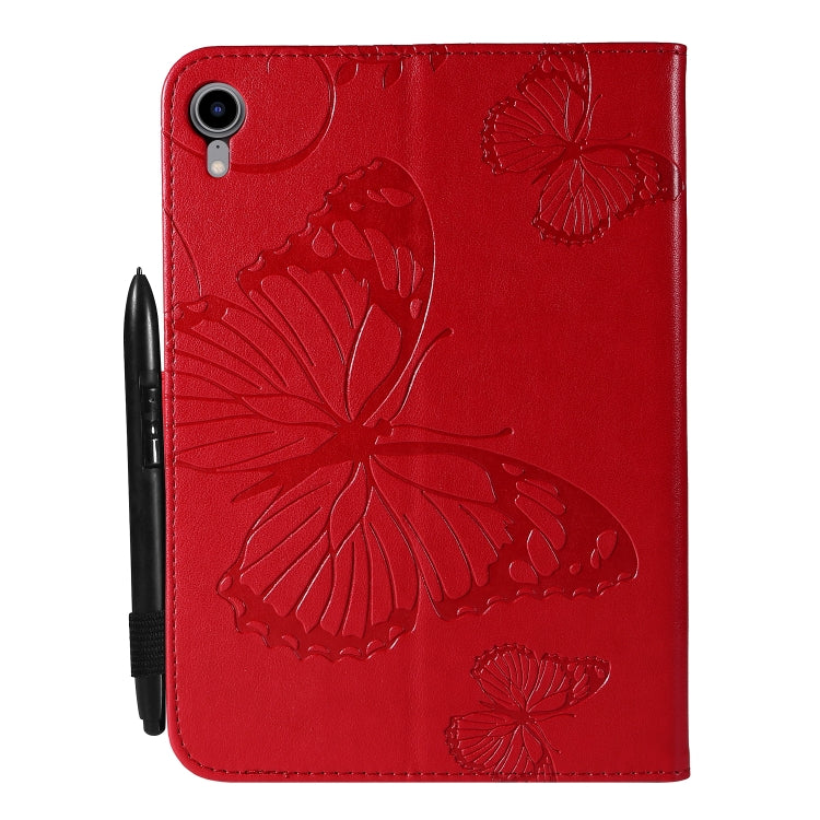 Pressed Printing Butterfly Pattern Horizontal Flip Leather Tablet Case For iPad mini 6(Red) - More iPad Cases by buy2fix | Online Shopping UK | buy2fix