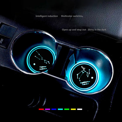 2 PCS Car Constellation Series AcrylicColorful USB Charger Water Cup Groove LED Atmosphere Light(Leo) - In Car by buy2fix | Online Shopping UK | buy2fix