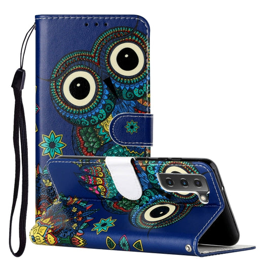 For Samsung Galaxy S22 5G Oil Embossed Pattern PU Leather Phone Case(Blue Owl) - Samsung Accessories by buy2fix | Online Shopping UK | buy2fix