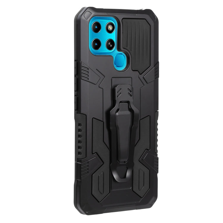 For Infinix Smart 6 Armor Warrior Shockproof PC + TPU Lanyard Phone Case(Black) - Infinix Cases by buy2fix | Online Shopping UK | buy2fix