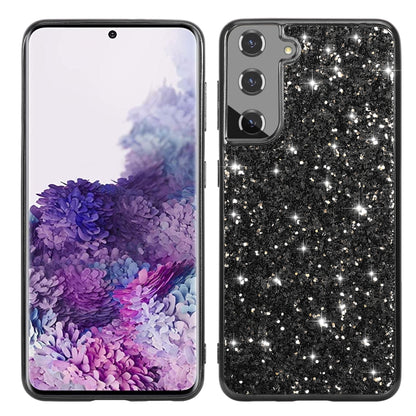 For Samsung Galaxy S22 Ultra 5G Glitter Powder Shockproof TPU Protective Phone Case(Black) - Samsung Accessories by buy2fix | Online Shopping UK | buy2fix