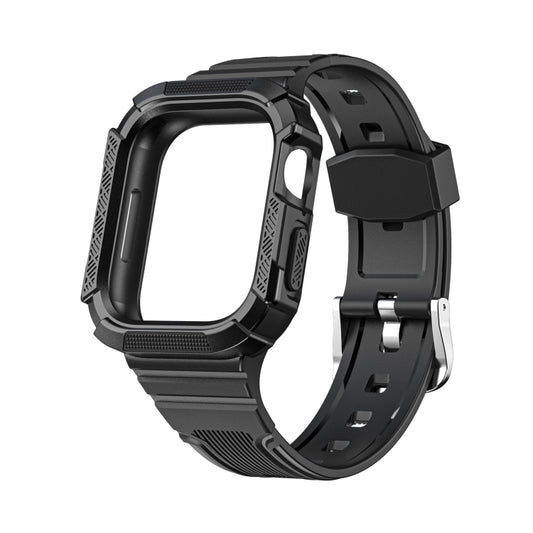 Two-color Integrated Watch Band For Apple Watch Series 7 45mm / 6&SE&5&4 44mm(Black + Black Frame) - Smart Wear by buy2fix | Online Shopping UK | buy2fix