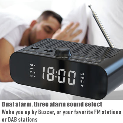 DAB-A5 LED Display Bedside DAB/FM Clock Radio with Bluetooth Speaker, EU Version(Black) - Consumer Electronics by buy2fix | Online Shopping UK | buy2fix