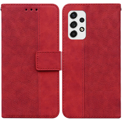 For Samsung Galaxy A73 5G Geometric Embossed Leather Phone Case(Red) - Samsung Accessories by buy2fix | Online Shopping UK | buy2fix