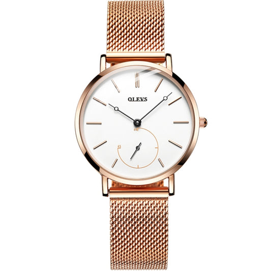 OLEVS 5190 Women Waterproof Ultra-thin Small Dial Quartz Watch(Rose Gold + White) - Metal Strap Watches by OLEVS | Online Shopping UK | buy2fix