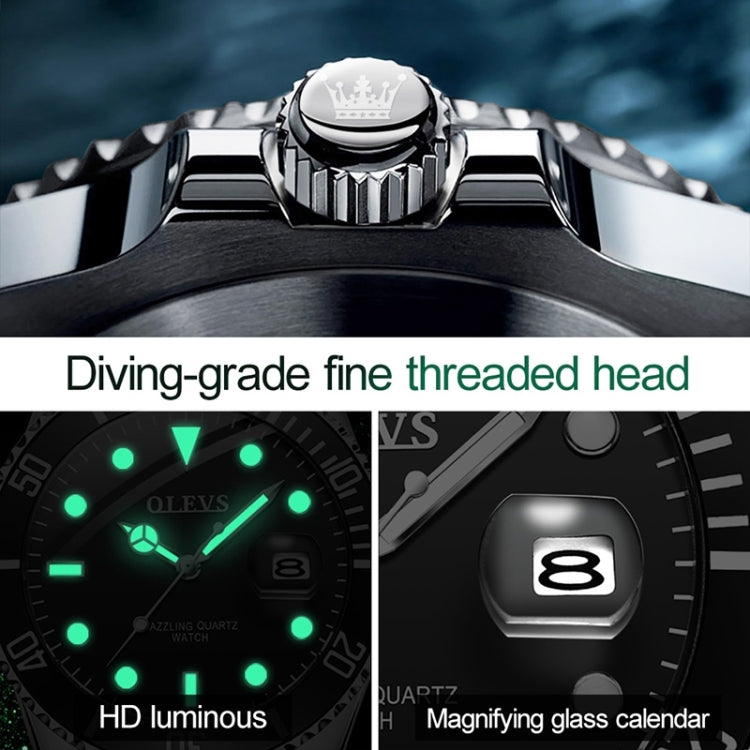 OLEVS 5885 Men Fashion Waterproof Luminous Quartz Watch(Green) - Metal Strap Watches by OLEVS | Online Shopping UK | buy2fix