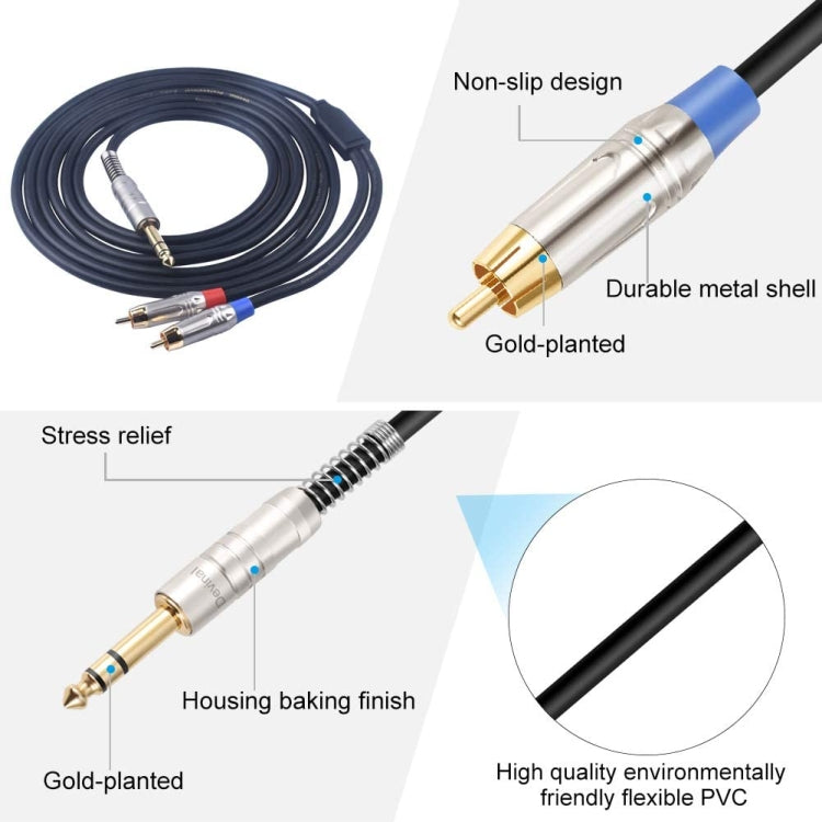 6.35mm Male to Dual RCA Male Audio Cable, Cable Length:1.8m - Aux Cable by buy2fix | Online Shopping UK | buy2fix