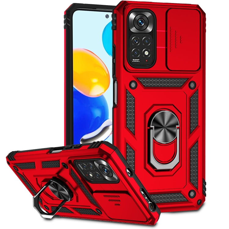 For Xiaomi Redmi Note 11 Global Sliding Camshield Holder Phone Case(Red) - Xiaomi Accessories by buy2fix | Online Shopping UK | buy2fix