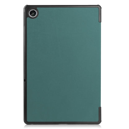 For Lenovo Tab M10 Plus 10.6 3rd Gen 2022 Custer Texture 3-Fold Holder Smart Leather Tablet Case(Dark Green) - For Lenovo by buy2fix | Online Shopping UK | buy2fix