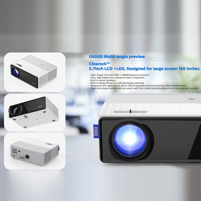 VIVIBRIGHT D5000 1920x1080P 420ANSI 6000Lumens LCD + LED HD Digital Projector, Basic Version US Plug - Consumer Electronics by VIVIBRIGHT | Online Shopping UK | buy2fix