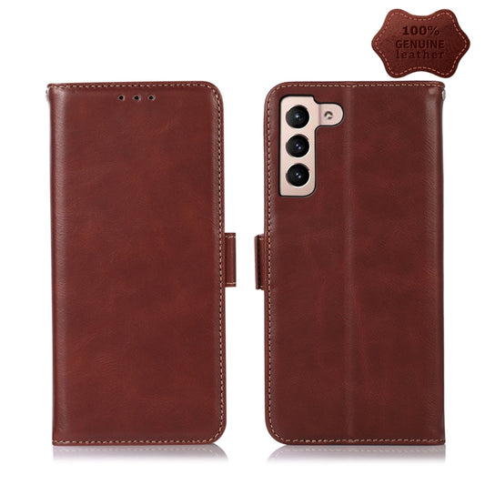 For Samsung Galaxy S22+ 5G Crazy Horse Top Layer Cowhide Leather Phone Case(Brown) - Galaxy S22+ 5G Cases by buy2fix | Online Shopping UK | buy2fix