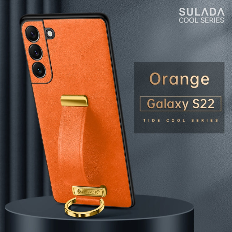 For Samsung Galaxy S22 5G SULADA Cool Series PC + Leather Texture Skin Feel Shockproof Phone Case(Orange) - Galaxy S22 5G Cases by SULADA | Online Shopping UK | buy2fix