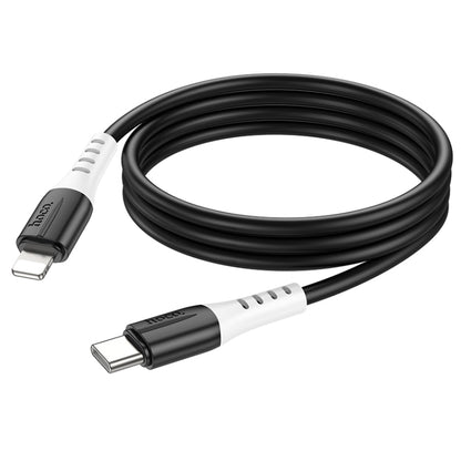 hoco 20W X82 3A PD USB-C / Type-C to 8 Pin Silicone Charging Data Cable,Length: 1m(Black) - 2 in 1 Cable by hoco | Online Shopping UK | buy2fix