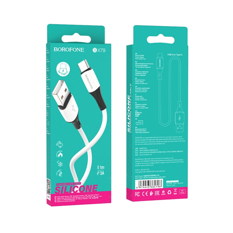 Borofone BX79 Type-C / USB-C Silicone Sync Data Charging Cable, Length: 1m(White) -  by Borofone | Online Shopping UK | buy2fix