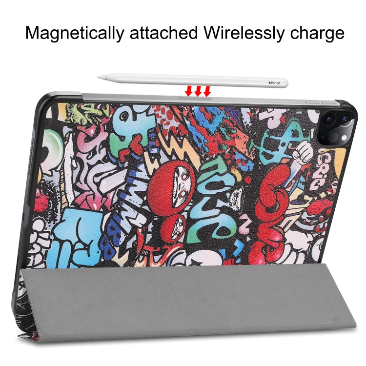 For iPad Pro 11 inch 2020 Custer Painted PU Leather Tablet Case with Sleep / Wake-up Function & 3-Fold Holder(Graffiti) - Apple Accessories by buy2fix | Online Shopping UK | buy2fix