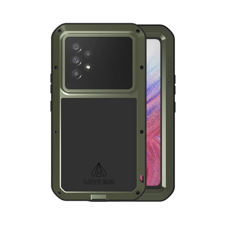 For Samsung Galaxy A53 LOVE MEI Metal Shockproof Waterproof Dustproof Protective Phone Case with Glass(Army Green) - Galaxy Phone Cases by LOVE MEI | Online Shopping UK | buy2fix