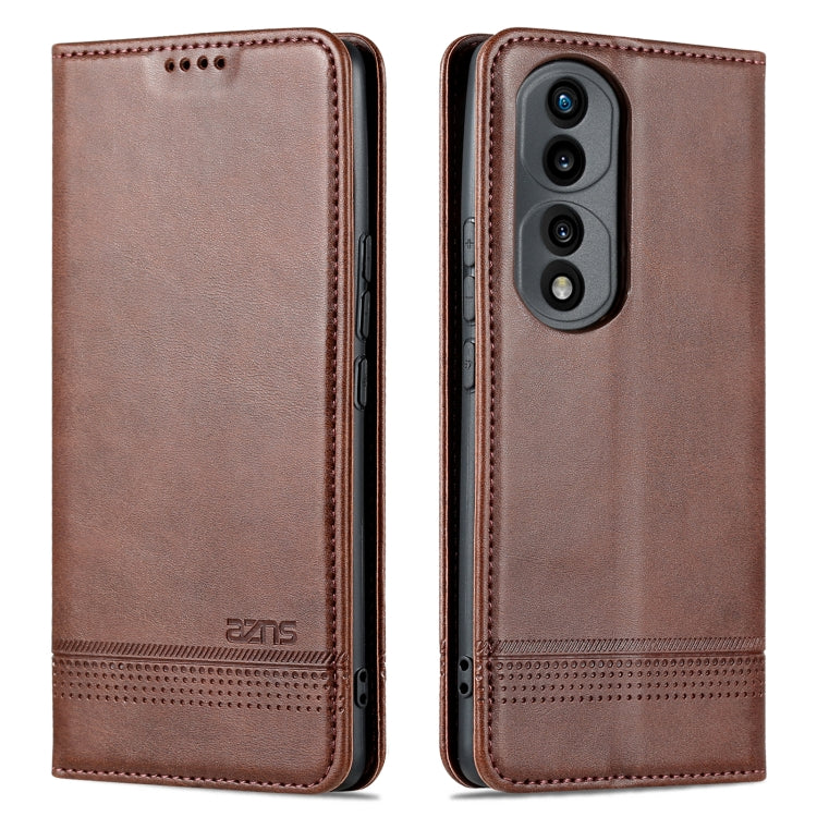 For Honor 70 AZNS Magnetic Calf Texture Flip Leather Phone Case(Dark Brown) - Honor Cases by AZNS | Online Shopping UK | buy2fix