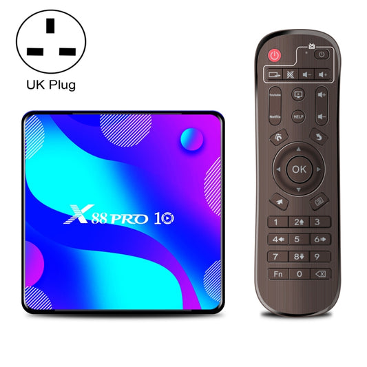 X88 PRO10 4K Smart TV BOX Android 11.0 Media Player, RK3318 Quad-Core 64bit Cortex-A53, RAM: 4GB, ROM: 32GB(UK Plug) - Consumer Electronics by buy2fix | Online Shopping UK | buy2fix