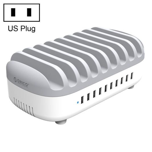 ORICO DUK-10P-DX 120W 5V 2.4A 10 Ports USB Charging Station, US Plug(White) - Multifunction Charger by ORICO | Online Shopping UK | buy2fix