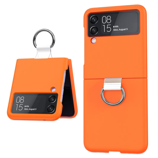 For Samsung Galaxy Z Flip4 5G PC PVC Ring Phone Case(Orange) - Samsung Accessories by buy2fix | Online Shopping UK | buy2fix
