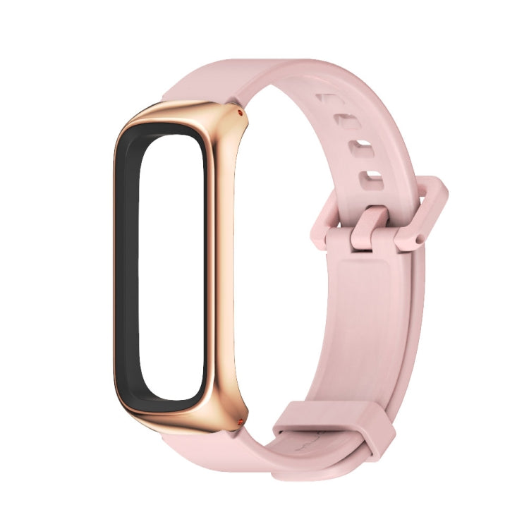 For Samsung Galaxy Fit 2 MIJOBS Metal Case Silicone Watch Band(Pink Rose Gold) - Watch Bands by MIJOBS | Online Shopping UK | buy2fix