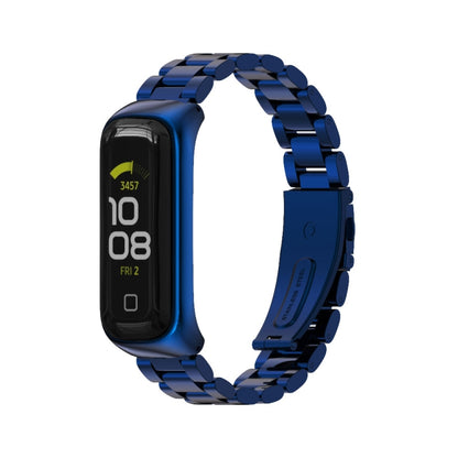 For Samsung Galaxy Fit 2 MIJOBS Three-bead Metal Stainless Steel Watch Band(Blue) - Watch Bands by MIJOBS | Online Shopping UK | buy2fix