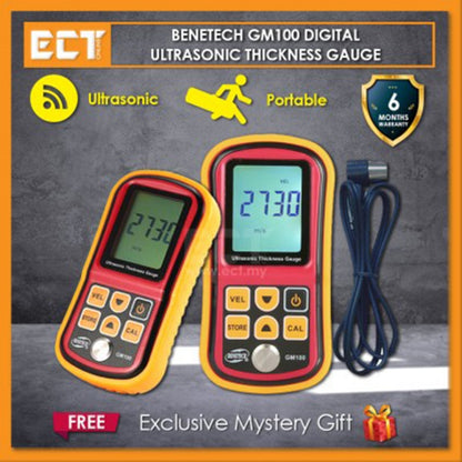 BENETECH GM-100 Ultrasonic Thickness Meter Tester Gauge Velocity 1.2~225mm(Aluminum Box Version) - Coating Thickness Gauge by BENETECH | Online Shopping UK | buy2fix