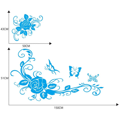 2 PCS/Set D-72 Butterfly Love Flower Pattern Car Modified Decorative Sticker(Blue) - In Car by buy2fix | Online Shopping UK | buy2fix