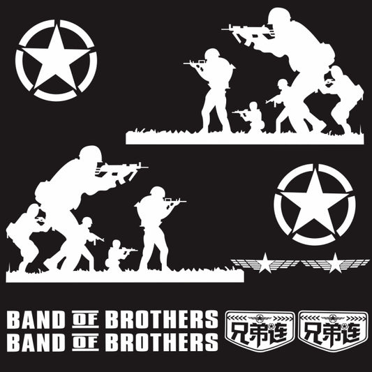 2 PCS/Set D-135 Band of Brothers Pattern Car Modified Decorative Sticker(White) - In Car by buy2fix | Online Shopping UK | buy2fix