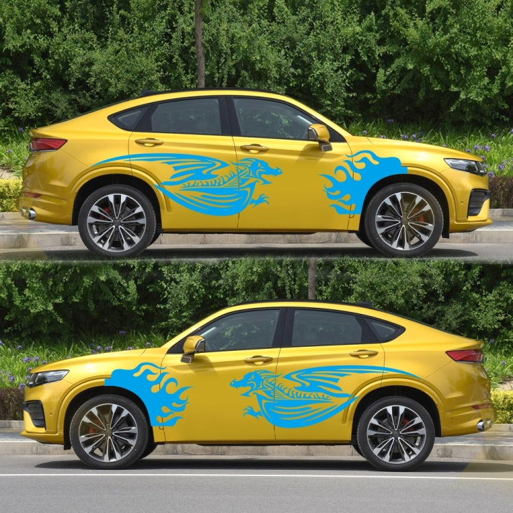2 PCS/Set D-489 Fire-breathing Dragon Pattern Car Modified Decorative Sticker(Blue) - In Car by buy2fix | Online Shopping UK | buy2fix
