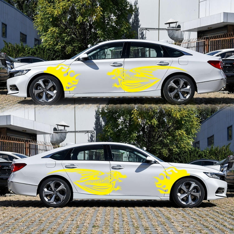 2 PCS/Set D-489 Fire-breathing Dragon Pattern Car Modified Decorative Sticker(Yellow) - In Car by buy2fix | Online Shopping UK | buy2fix