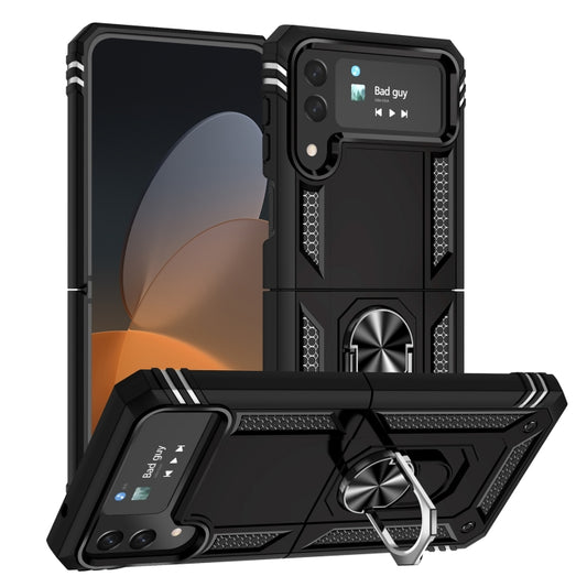 For Samsung Galaxy Z Flip4 Shockproof TPU + PC Protective Case with 360 Degree Rotating Holder(Black) - Galaxy Z Flip4 5G Cases by buy2fix | Online Shopping UK | buy2fix