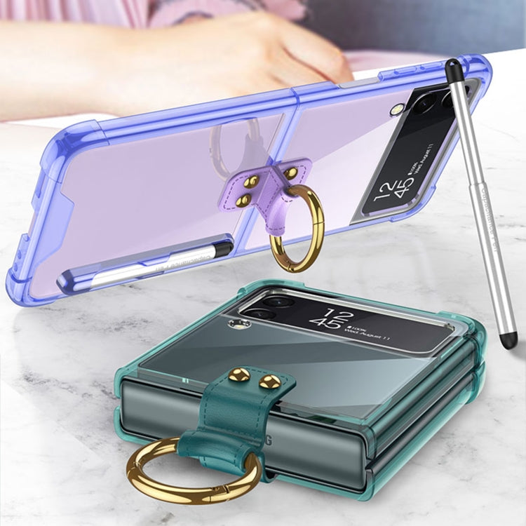 For Samsung Galaxy Z Flip4 GKK Airbag Protective Phone Case with Ring & Pen(Blue) - Galaxy Z Flip4 5G Cases by GKK | Online Shopping UK | buy2fix