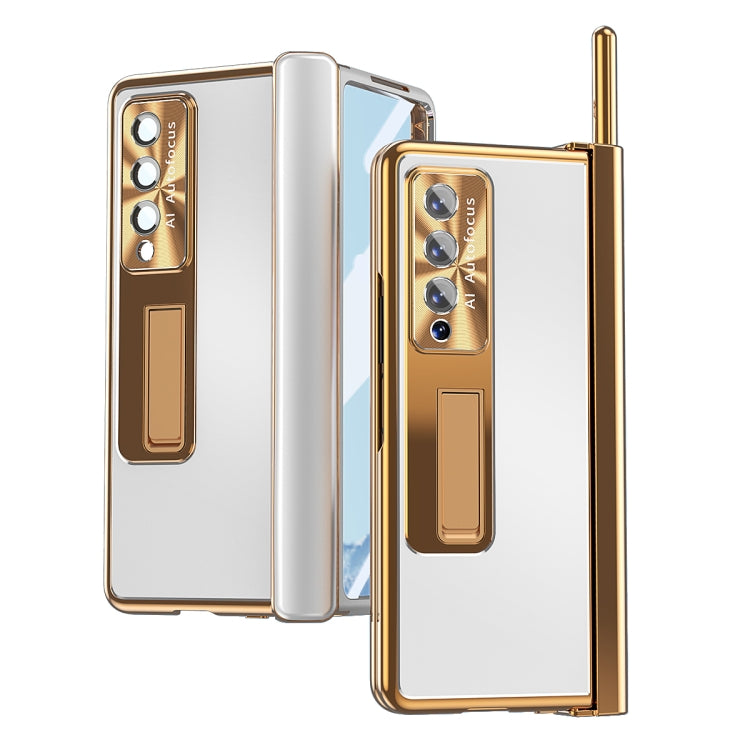 For Samsung Galaxy Z Fold4 Aluminum Alloy Double Hinge Shockproof Phone Protective Case(Silver Gold) - Galaxy Z Fold4 5G Cases by buy2fix | Online Shopping UK | buy2fix