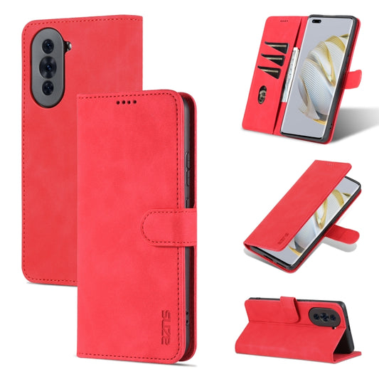 For Huawei nova 10 AZNS Skin Feel Calf Texture Flip Leather Phone Case(Red) - Huawei Cases by AZNS | Online Shopping UK | buy2fix