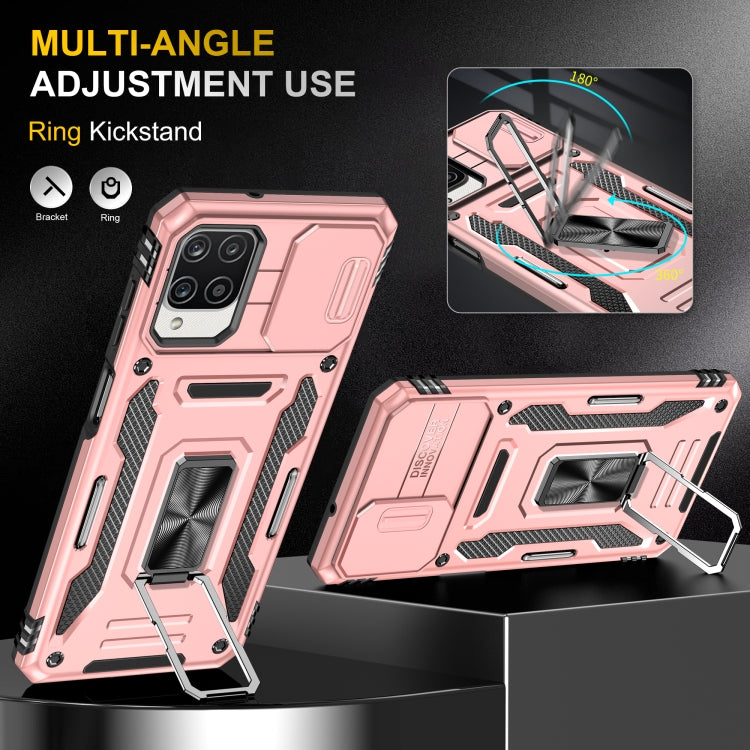 For Samsung Galaxy A12 5G/4G / M12 / F12 Armor PC + TPU Camera Shield Phone Case(Rose Gold) - Galaxy Phone Cases by buy2fix | Online Shopping UK | buy2fix