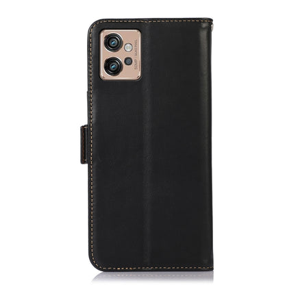 For Motorola Moto G32 Crazy Horse Top Layer Cowhide Leather Phone Case(Black) - Motorola Cases by buy2fix | Online Shopping UK | buy2fix