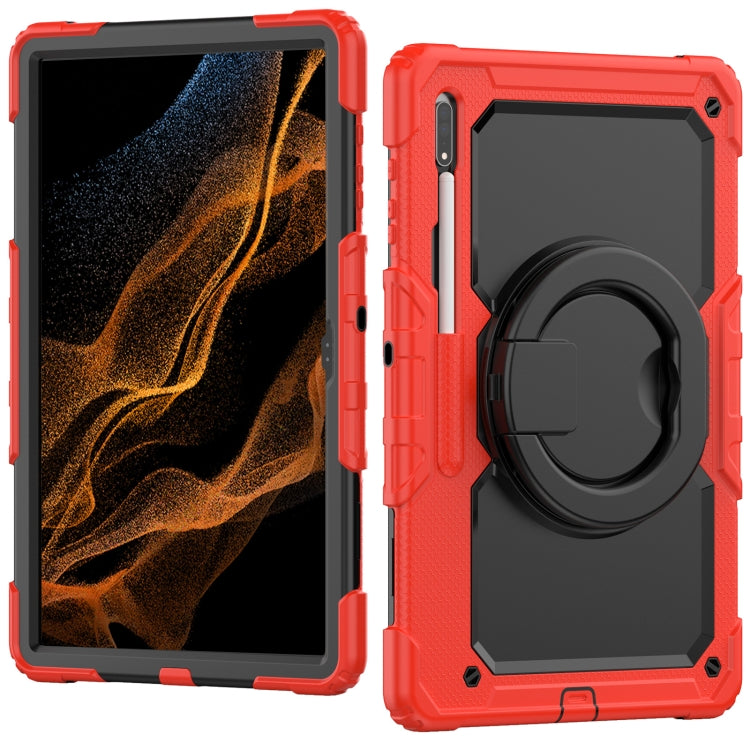 For Samsung Galaxy Tab S8 Ultra Bracelet Holder Silicone + PC Tablet Case(Red) - Galaxy Tab S8 Ultra Cases by buy2fix | Online Shopping UK | buy2fix