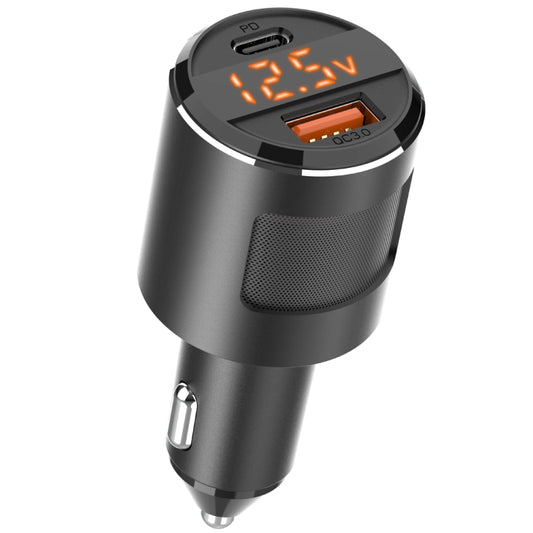 SC01 65W QC3.0 + PD Dual Ports Car Charger with Voltage Display(Black) - In Car by buy2fix | Online Shopping UK | buy2fix