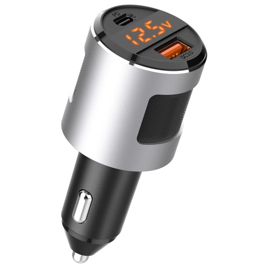 SC01 65W QC3.0 + PD Dual Ports Car Charger with Voltage Display(Silver) - In Car by buy2fix | Online Shopping UK | buy2fix