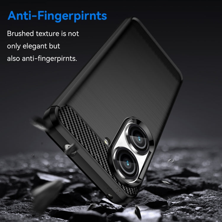 For Asus Zenfone 9 Brushed Texture Carbon Fiber TPU Case(Black) - Mobile Accessories by buy2fix | Online Shopping UK | buy2fix