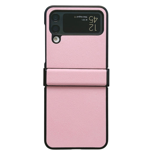 For Samsung Galaxy Z Flip4 5G Two-color Litchi Texture PU Phone Case(Pink) - Galaxy Z Flip4 5G Cases by buy2fix | Online Shopping UK | buy2fix