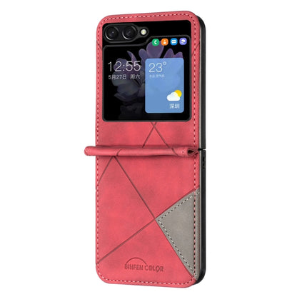 For Samsung Galaxy Z Flip5 Rhombus Texture Leather Phone Case(Red) - Galaxy Z Flip5 Cases by buy2fix | Online Shopping UK | buy2fix