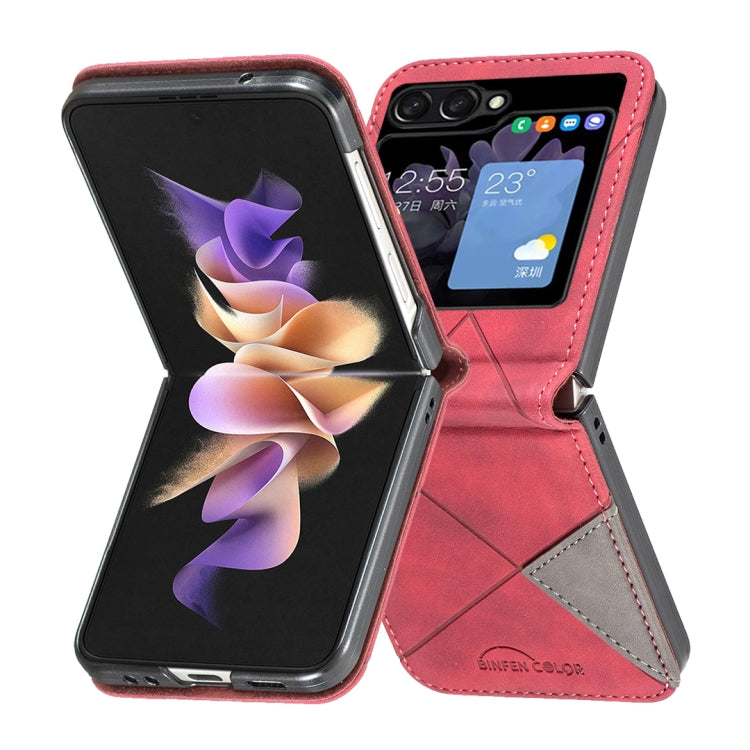 For Samsung Galaxy Z Flip5 Rhombus Texture Leather Phone Case(Red) - Galaxy Z Flip5 Cases by buy2fix | Online Shopping UK | buy2fix